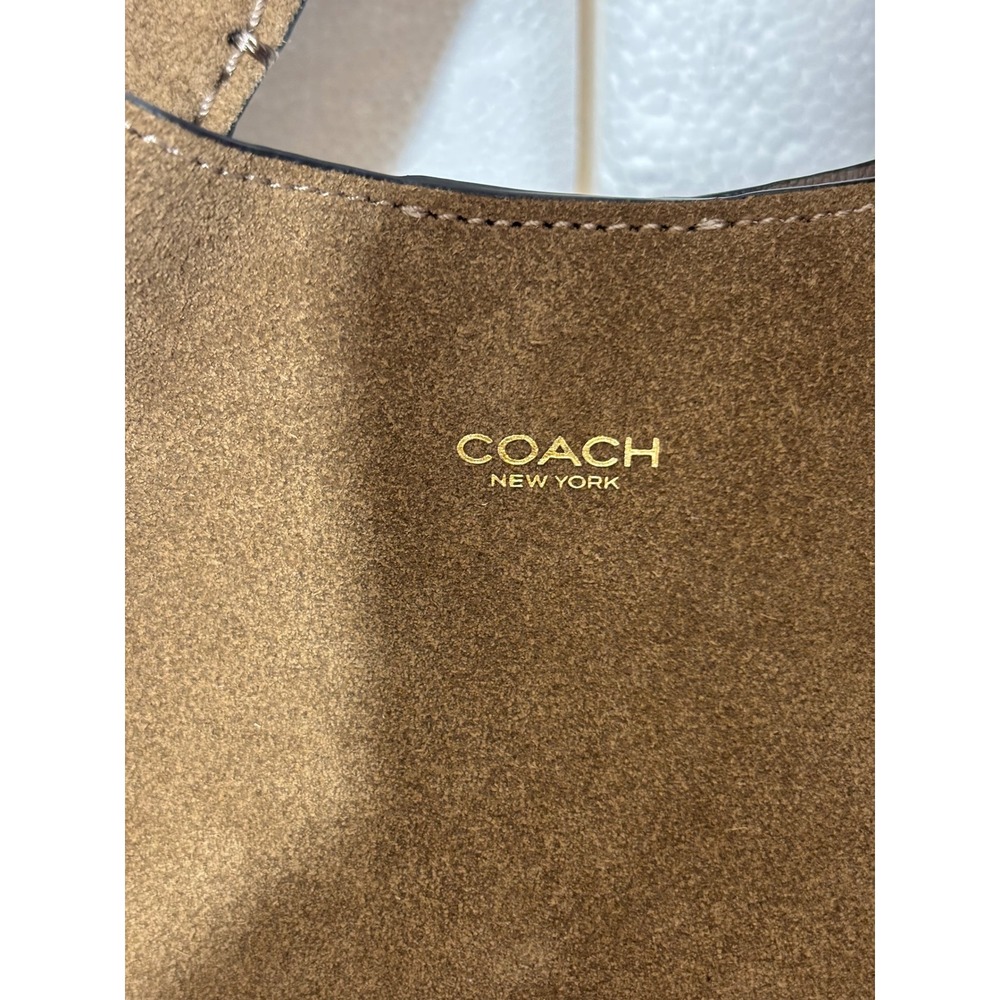 Coach Tan Suede Brooklyn 28 Shoulder Bag - Picture 4 of 10